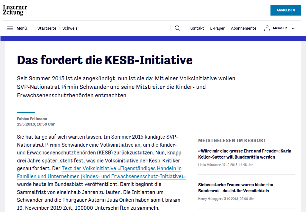 Image Das fordert die KESB-Initiative Luzerner Zeitung