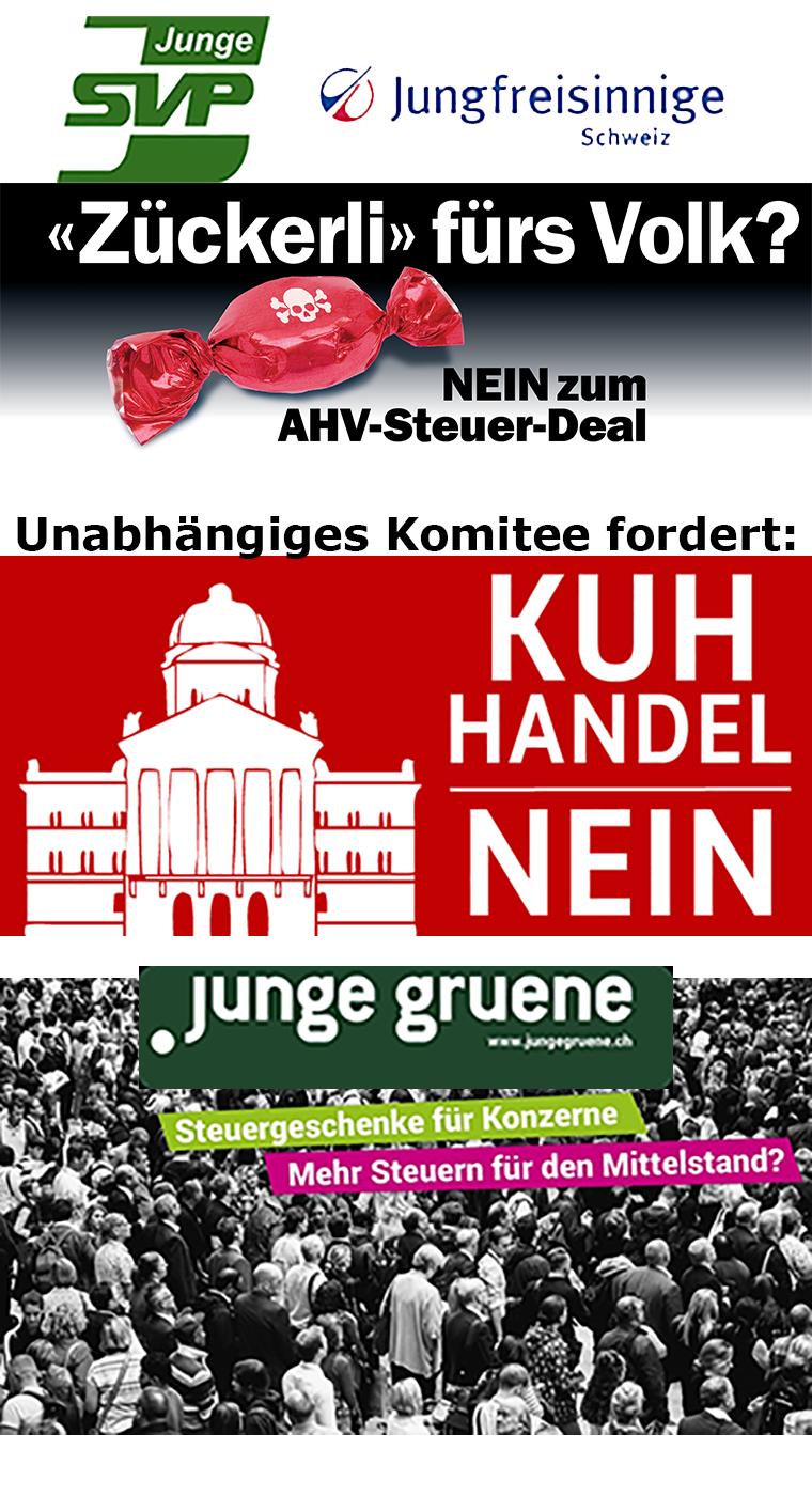 JSVP, Jungfreisinninge Schweiz und Junge Grüne sowie unabhängiges Komitee ergreifen Referendum zu AHV-Steuer-Deal STAF
